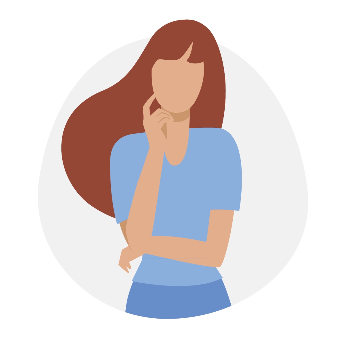 Illustration of woman in a thinking pose