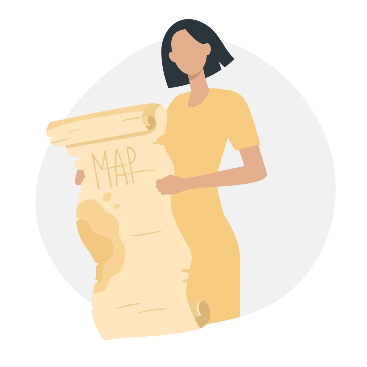 Illustration of a woman reading a map